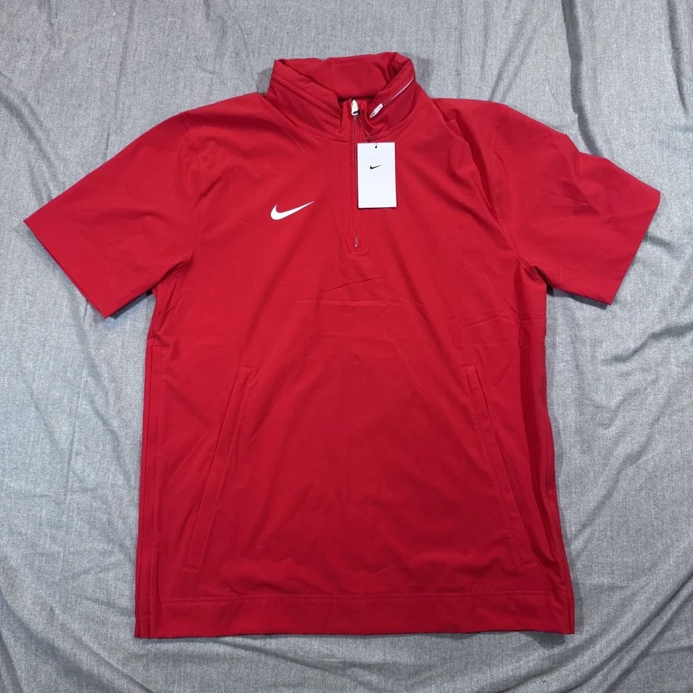 Nike Pullover Jacket Mens Medium Coaches Hooded 1/4 Zip‎ Golf FJ9548-657 Swoosh